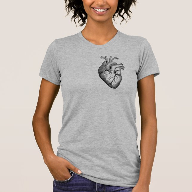 Big Anatomical Heart Heather Grey T-Shirt (Front)