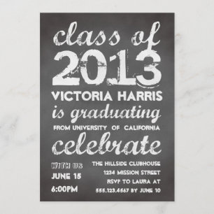 Big and bold grey chalkboard typography modern invitation