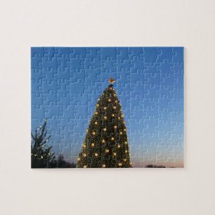Big and Little Christmas Trees I Holiday Sunset Jigsaw Puzzle