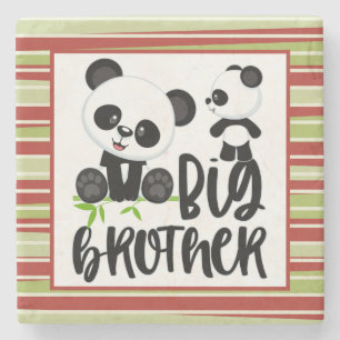 Big and Small Cute Pandas with Big Brother Quote Stone Coaster