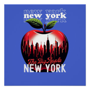 Big Apple New York City Retro Graphic Poster