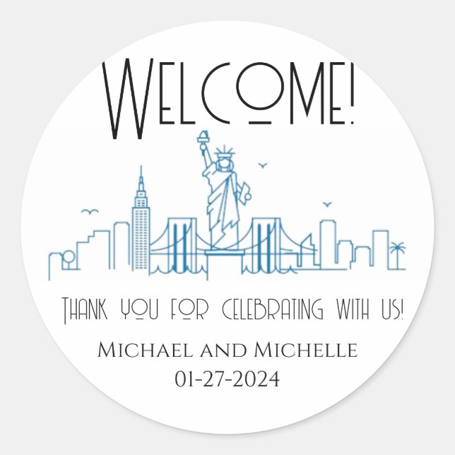 Big Apple New York  Wedding Welcome bag Sticker (Front)