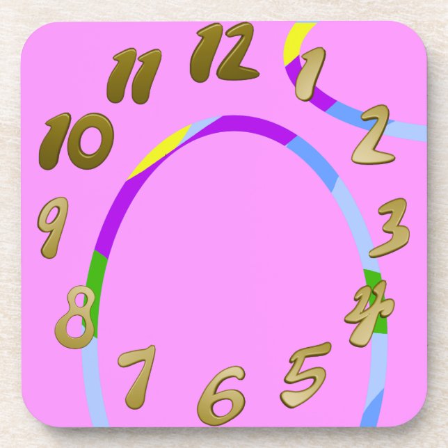 Big Arch Loops on Pink Hard plastic coaster (Front)