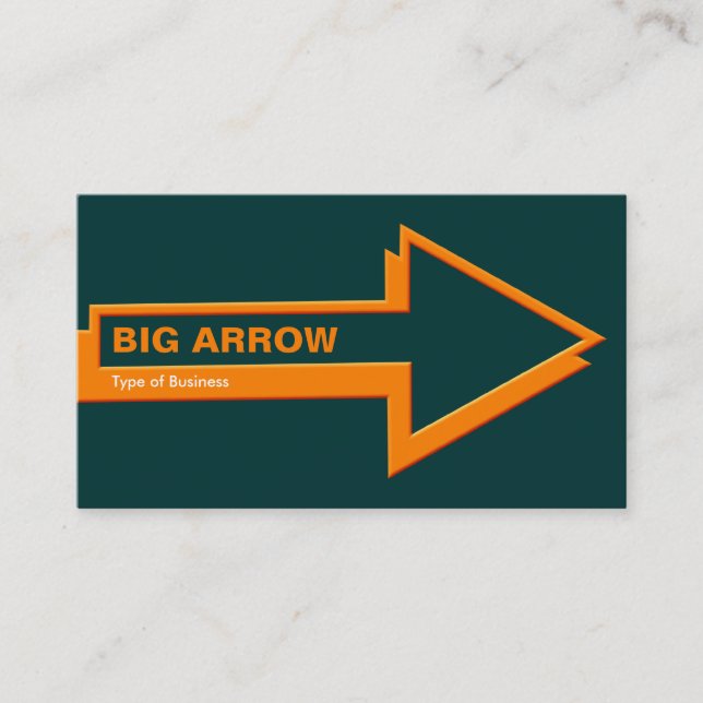 Big Arrow - Orange on Dark Green 003333 Business Card (Front)