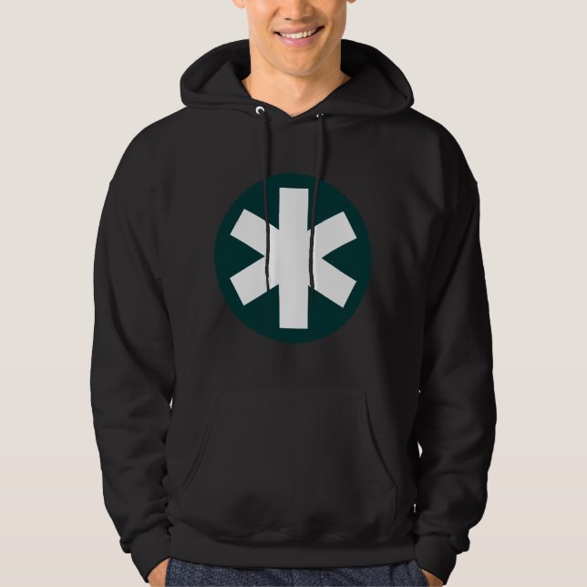 Big Asterisk - Dark Green and White Hoodie (Front)