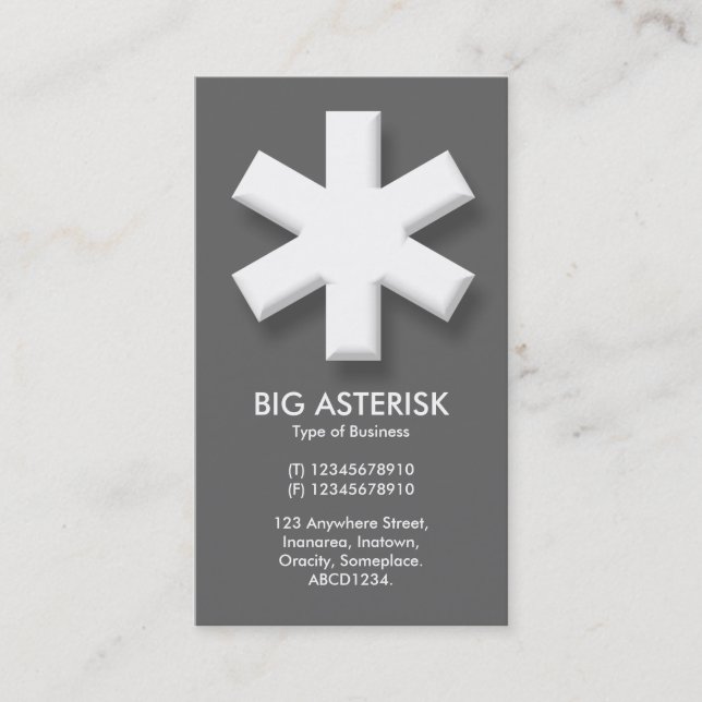 Big Asterisk - Grey Business Card (Front)