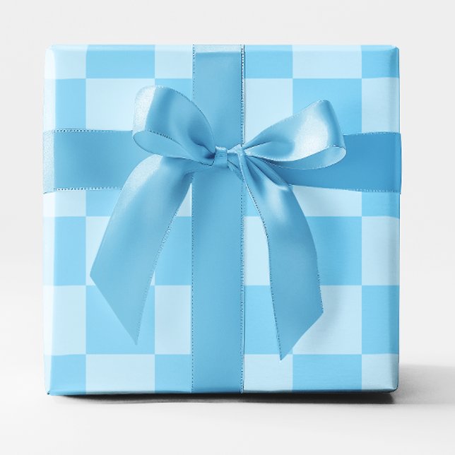 Big Baby Blue Chequered Wrapping Paper (Big Baby Blue Checkered Wrapping Paper)