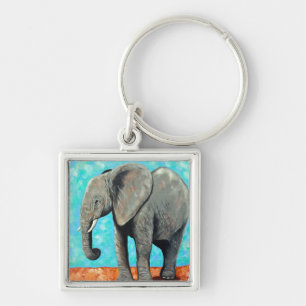 Big Baby Elephant Painting Key Ring