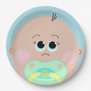 Big Baby Face Baby Shower Plate