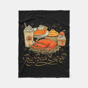 Big Back Energy Retro Leg Day Turkey Funny Thanksg Fleece Blanket