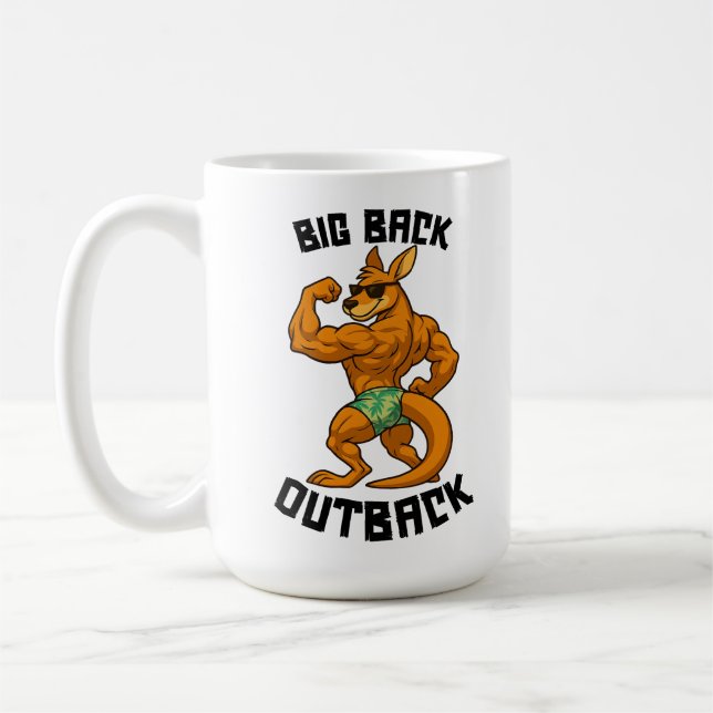 Big Back Outback – Funny Kangaroo Gym Workout, Coffee Mug (Left)