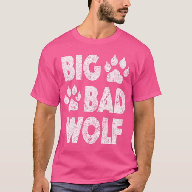 Big Bad Wolf Halloween Paw Print T-Shirt (Front)
