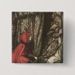 Big Bad Wolf in Grandma's Bed 15 Cm Square Badge