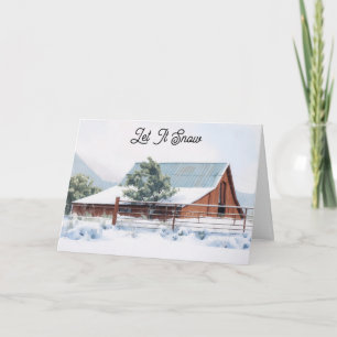 Big Barn and Snow on Farm Christmas Card