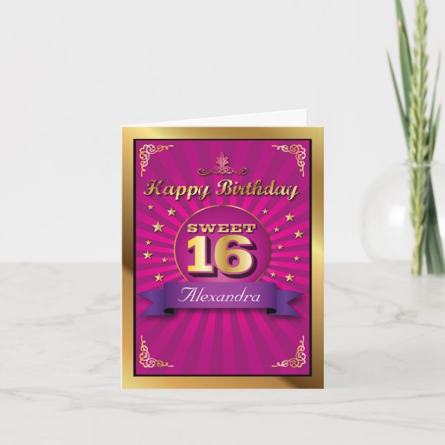 Big Bash Pink Sweet 16 Card (Front)