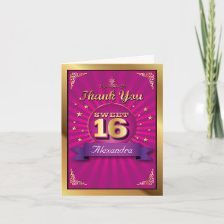 Big Bash Pink Sweet 16 Thank You Card