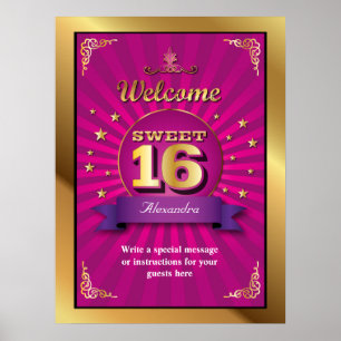 Big Bash Pink Sweet 16 Welcome Poster
