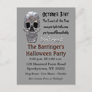 Big Bash Skull  Halloween Invite