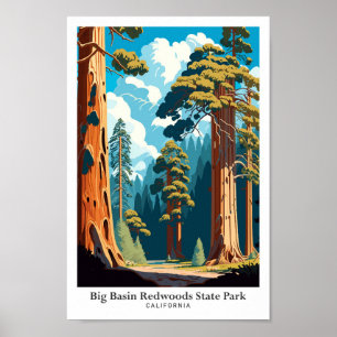 Big Basin Redwoods State Park Travel Illustration Poster