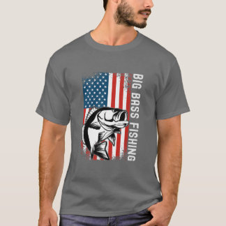 Big Bass Fishing  Patriotic US Flag Bass Fish Fish T-Shirt