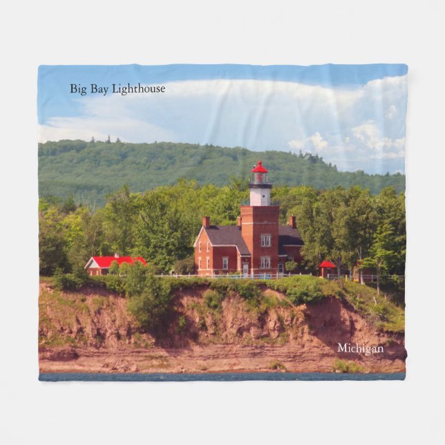  Big Bay Lighthouse from water Fleece blanket (Front (Horizontal))