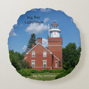 Big Bay Lighthouse round pillow