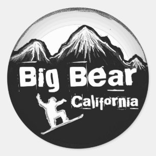 Big Bear California black white snowboard stickers
