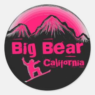 Big Bear California pink snowboard stickers