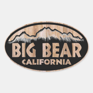 Big Bear California wooden sign oval stickers