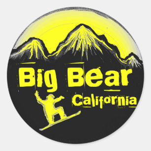 Big Bear California yellow snowboard stickers