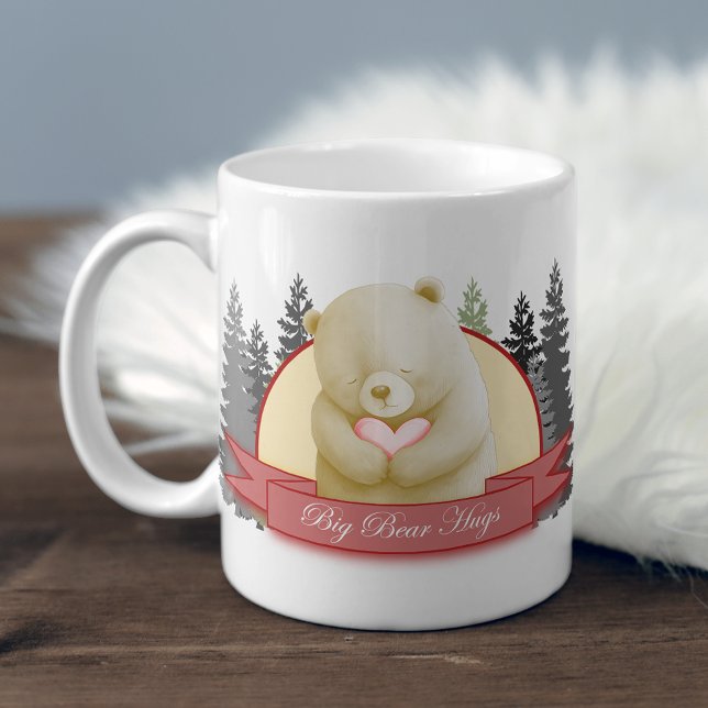 Big bear Hugs cute Love heart and forest nature Coffee Mug (Creator Uploaded)