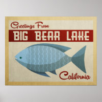 Big Bear Lake Blue Fish Vintage Travel