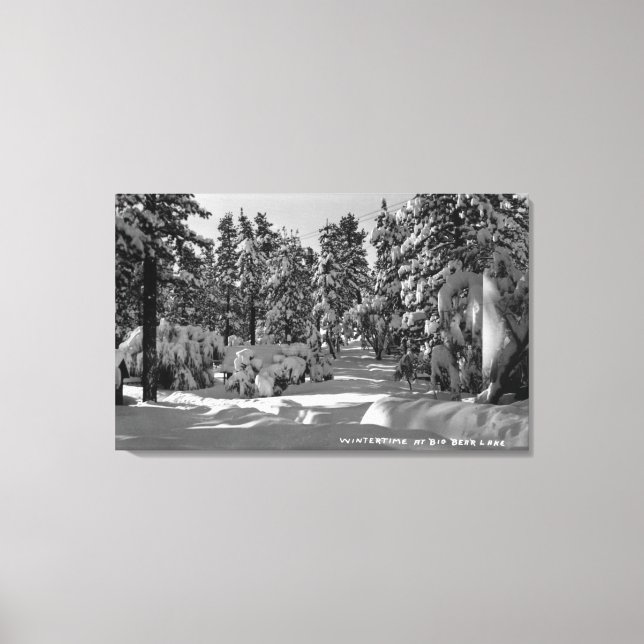 Big Bear Lake, CA in the Winter Snow View Canvas Print (Front)