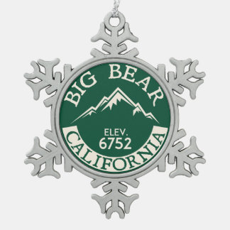 Big Bear Lake California Skiing Boating Snowflake Pewter Christmas Ornament