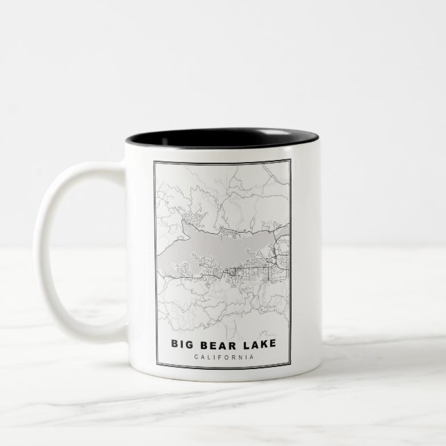 Big Bear Lake Map Two-Tone Coffee Mug (Left)