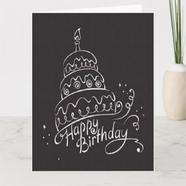Big Beautiful Black Happy Birthday Card (Front)