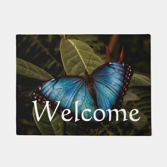 Big, beautiful, blue butterfly doormat (Front)