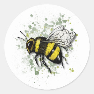 Big Beautiful Bumble BEE, Digital Drawing Classic Round Sticker