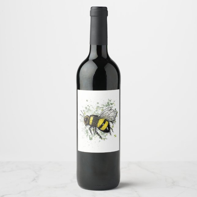 Big Beautiful Bumble BEE, Digital Drawing Wine Label (Front)