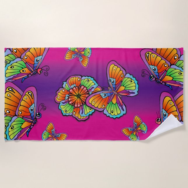 Big Beautiful Butterfly  Beach Towel (Front)