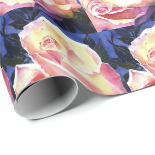 Big Beautiful Pink Rose Watercolor Wrapping Paper