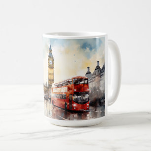 Big Ben and red bus in London Coffee Mug