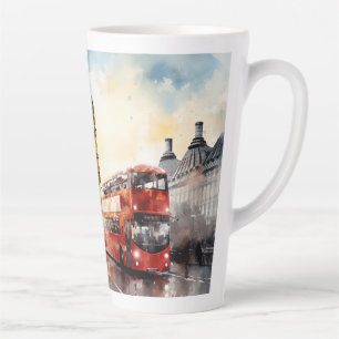 Big Ben and red bus in London Latte Mug