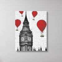 Big Ben and Red Hot Air Balloons