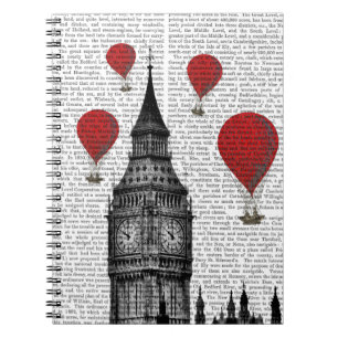 Big Ben and Red Hot Air Balloons Spiral Notebook
