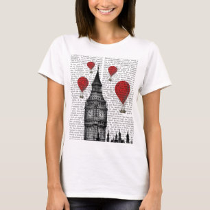 Big Ben and Red Hot Air Balloons T-Shirt
