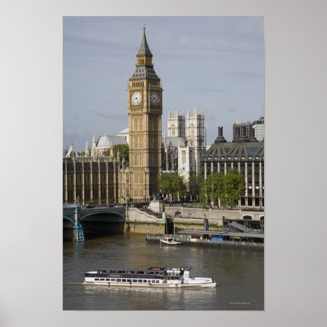 Big Ben and Thames River Poster (Front)