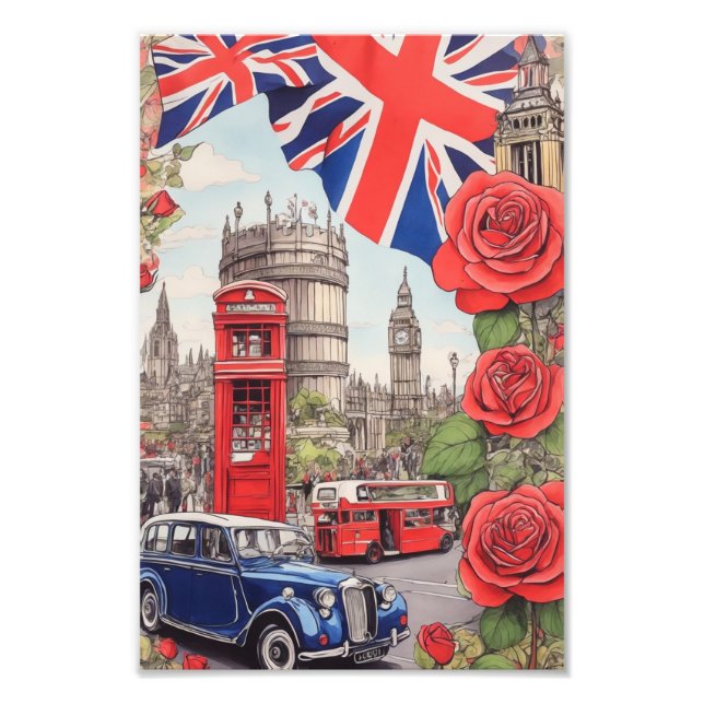 Big Ben and the Rose of England 2 Photo Print (Front)