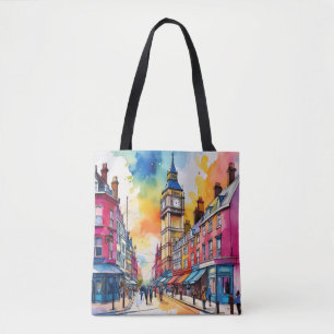 Big Ben and Vibrant London Street Watercolour Tote Bag