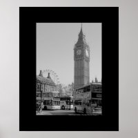 Big Ben and Westminster London black and white art